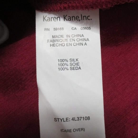 Karen Kane top 100% silk tunic cranberry red button down blouse like new size L - Picture 3 of 9